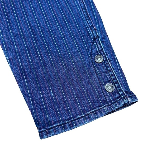 AE cropped pin stripe denim pants mom jean 8 short - Picture 4 of 9